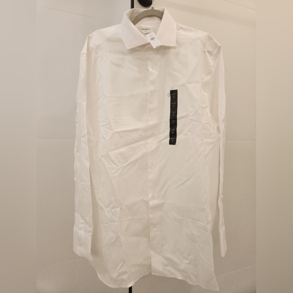 NWT Banana Republic Men's Textured Long Sleeve Slim Fit White Shirt Sz XL